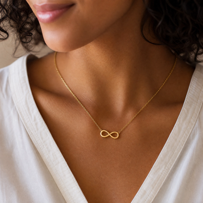 Delicate infinity pendant necklace in gold — view 3