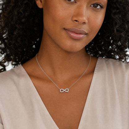 Delicate infinity pendant necklace in gold — view 4