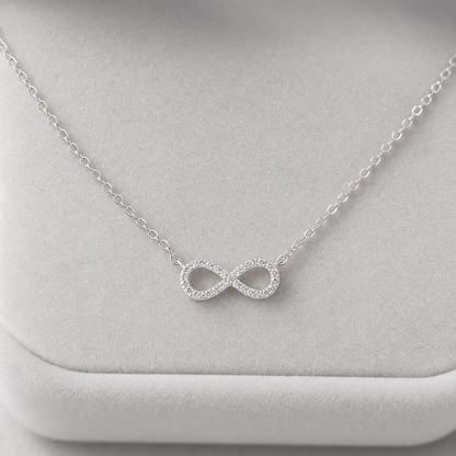 Delicate infinity pendant necklace in gold — view 2
