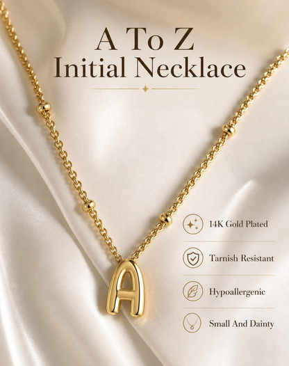 Personalised bubble letter initial necklace in 14K gold plating — view 4